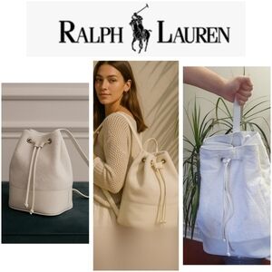 Ralph Lauren One Shoulder Backpack white leather and cotoCasual Unisex Pre-owned